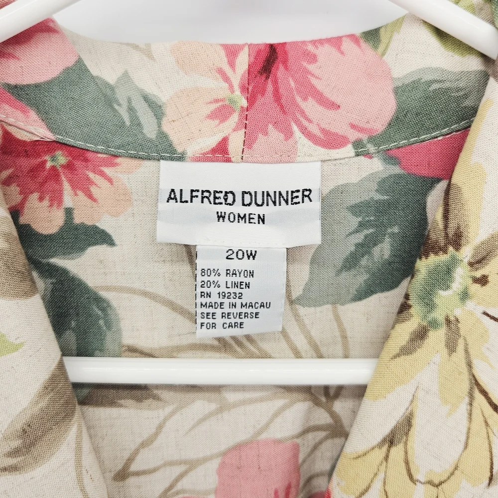 Alfred Dunner Floral Blouse Pink, Green Rayon Linen Women's Plus Size 20W NWT - Picture 4 of 7